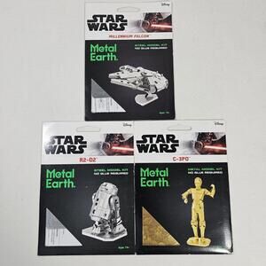Lot Of 3 Fascinations Metal Earth Star Wars 3D Laser Cut Model Kits